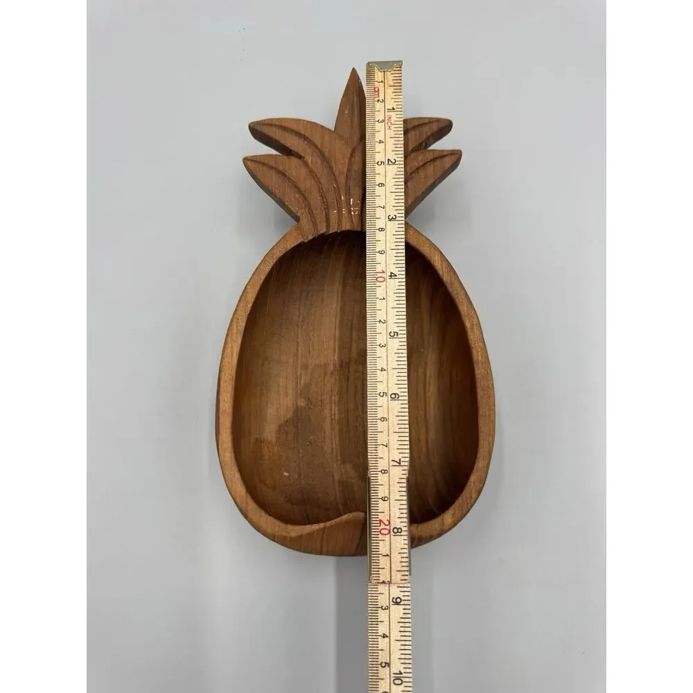 Vintage Pineapple Shaped Wooden Serving Bowls Hand Carved Lot Of 4